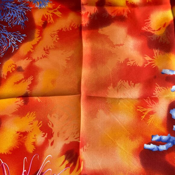 Versace “Trésor de la Mer” Silk Scarf – Coral Sea Print - Picture 8 of 15